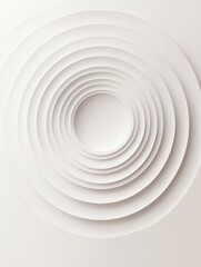 Obraz premium Circular layers of white paper create a minimalist design that highlights depth and simplicity. Generative AI
