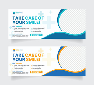 Dental and Medical Related Horizontal Banner or Flyer Design Template