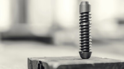 Close-up of a Metal Screw on a Surface