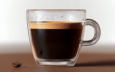 Fototapeta premium Close up of freshly brewed espresso in a transparent glass mug on a white background