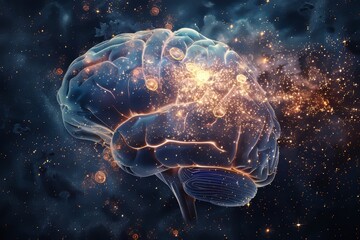 Fototapeta premium A cosmic brain neurons creating constellations in the expansive universe of neuroplasticity