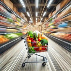 Speeding Shopping Cart: A High-Energy Grocery Run