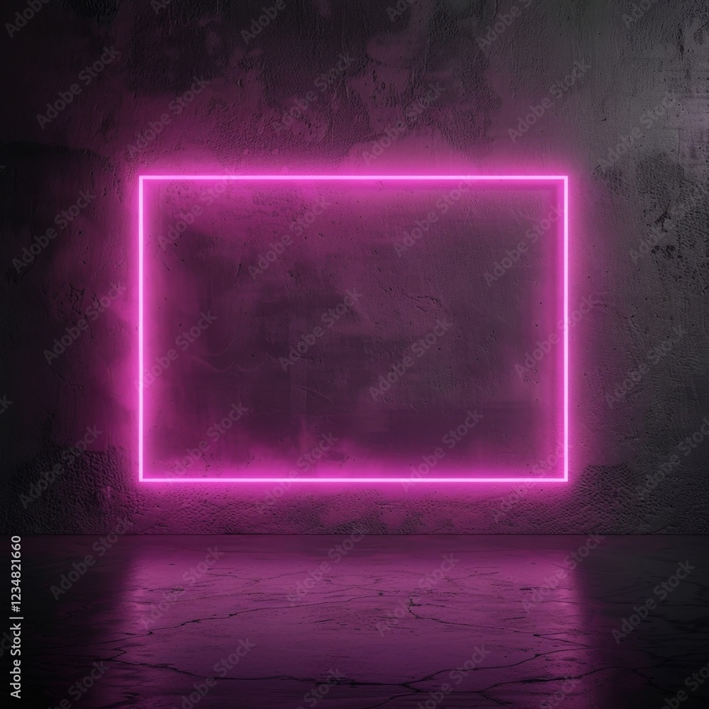 Aufkleber neon pink square light fixture with soft glow and distinct rectangular shape