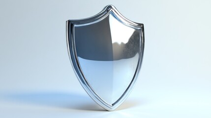 A Shiny, Chrome-Plated Shield Standing Upright
