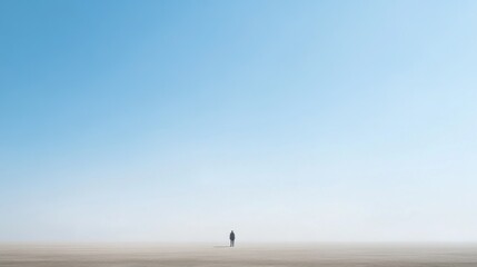 A Solitary Figure Standing on a Foggy Landscape