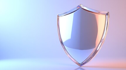 A Glass Shield Standing on a White Surface with a Gradient Background