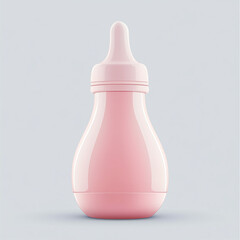 soft baby bottle with a pastel pink hue,