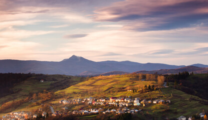 wonderful autumn scenery, incredible autumn view in the mountains