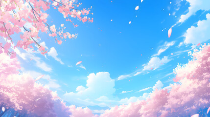 桜 さくら 木 花びら 咲く 公園 はる 春 日本 アニメ风 背景 壁紙 コピースペース