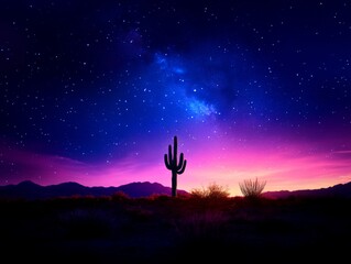 Obraz premium Stunning Desert Sunset with Stars