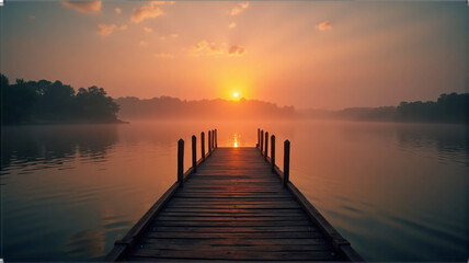 Fototapeta premium sunset on the lake