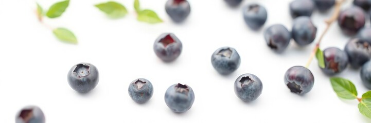 Fototapeta premium Soft focus blueberry against white background, juicy berry, purple, blueberry
