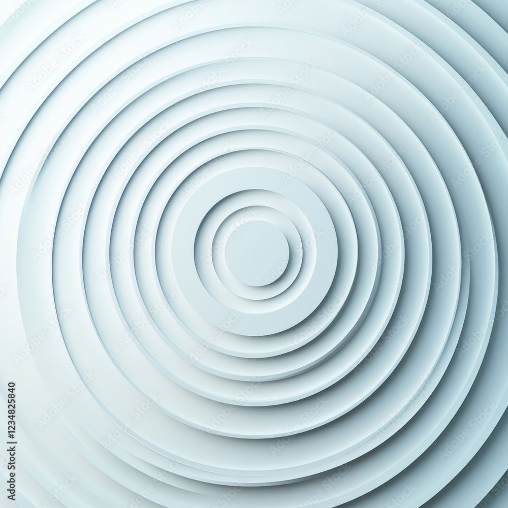 Poster Circular patterns create a sense of depth and movement in soft shades of white and grey. Generative AI