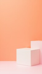 Pastel-colored cubes on a minimalist background create a clean, modern aesthetic.