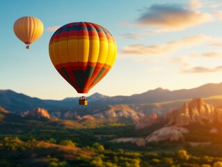 Fototapeta premium Hot Air Balloons Over Scenic Landscape