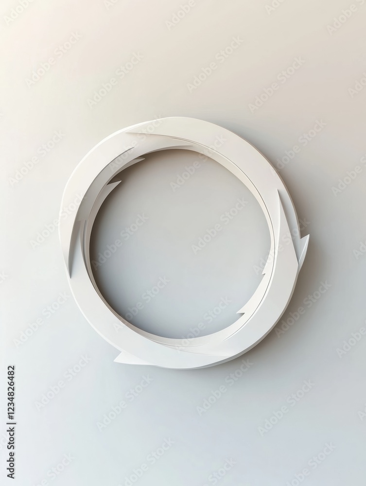 Poster Circular paper design with arrows indicating recycling in a minimalistic style on a light background. Generative AI