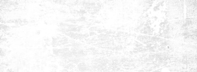 White old concrete wall grunge texture - wide banner format background with copy space for text. Grunge gray texture of chips, cracks, scratches. Soft white grunge. Distressed black grunge texture.