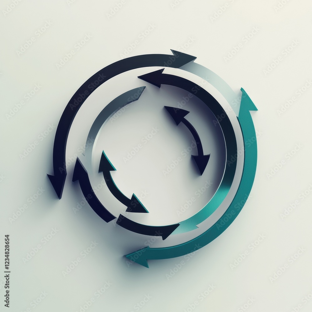 Aufkleber Circular arrows in various shades create a dynamic effect in a minimalist design that suggests movement and flow. Generative AI