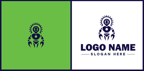 Robotics Company icon Robot manufacturer Automation firm Robotics enterprise flat logo sign symbol editable vector