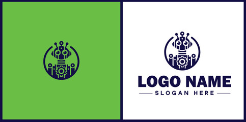 Robotics Company icon Robot manufacturer Automation firm Robotics enterprise flat logo sign symbol editable vector