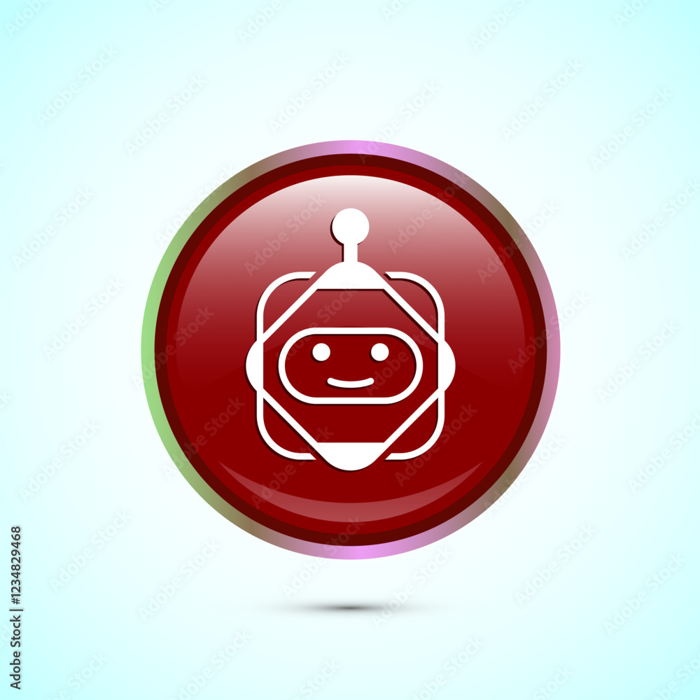 Poster ai assistant icon design illustration. digital or virtual assistant sign, robot icon, red color roun