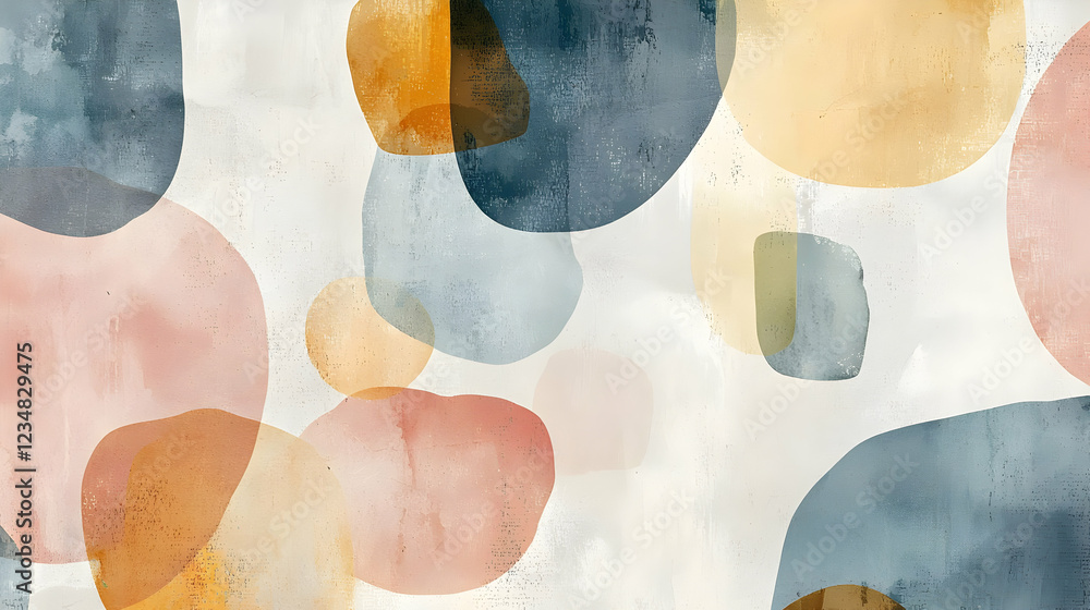 Aufkleber abstract watercolor pattern with soft shapes in pastel colors on a light background