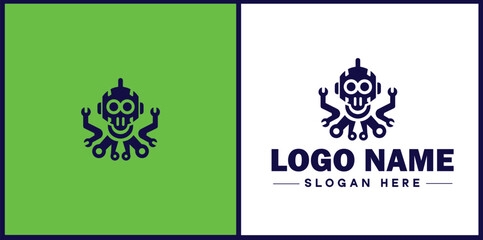 Robotics Company icon Robot manufacturer Automation firm Robotics enterprise flat logo sign symbol editable vector