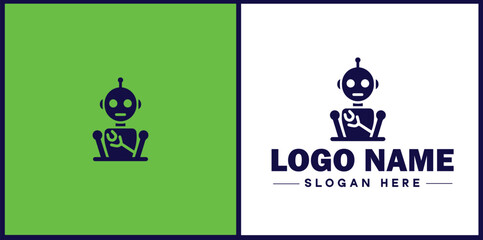 Robotics Company icon Robot manufacturer Automation firm Robotics enterprise flat logo sign symbol editable vector