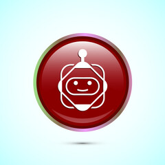 AI assistant icon design illustration. Digital or virtual assistant sign, Robot icon, Red color round button design