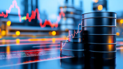 Stacks of coins with rising graph background.