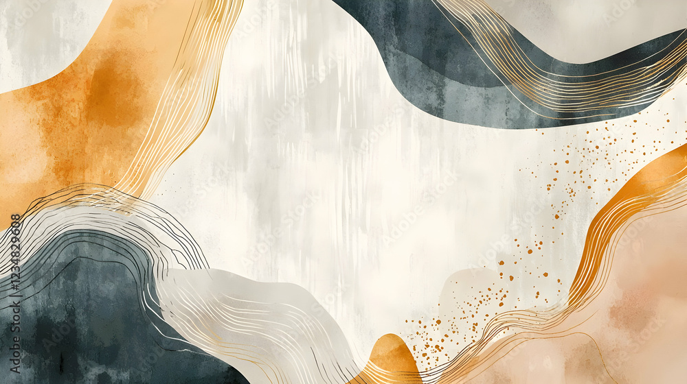 Poster abstract design featuring flowing lines and soft colors creating a serene atmosphere