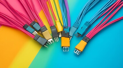 Starter wires with clips for car lighting isolated on colourful background