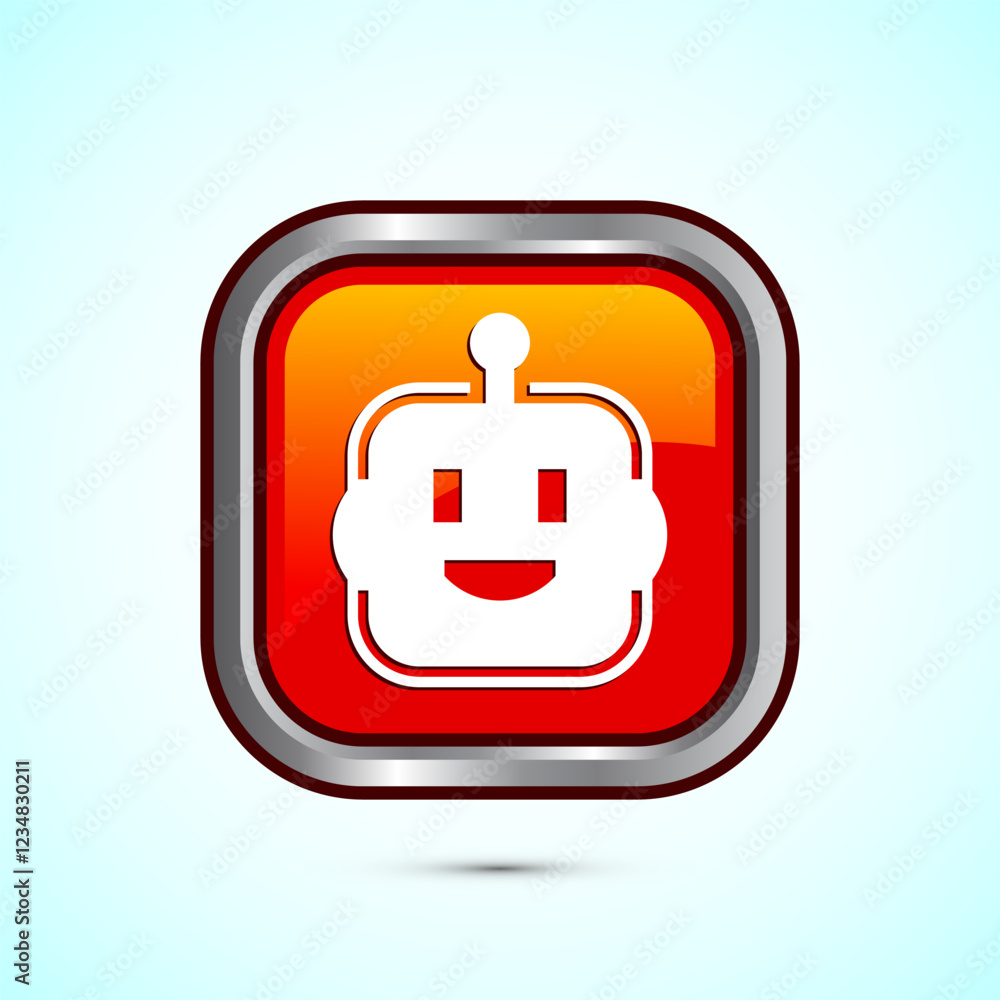 Poster ai assistant icon design illustration. digital or virtual assistant sign, robot icon, orange color s