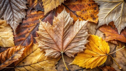 A tapestry of autumn leaves, each with its own unique texture and color, showcasing the beauty of nature's transition
