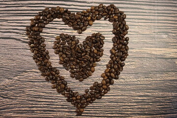 heart-shaped coffee beans love natural symbol flavor