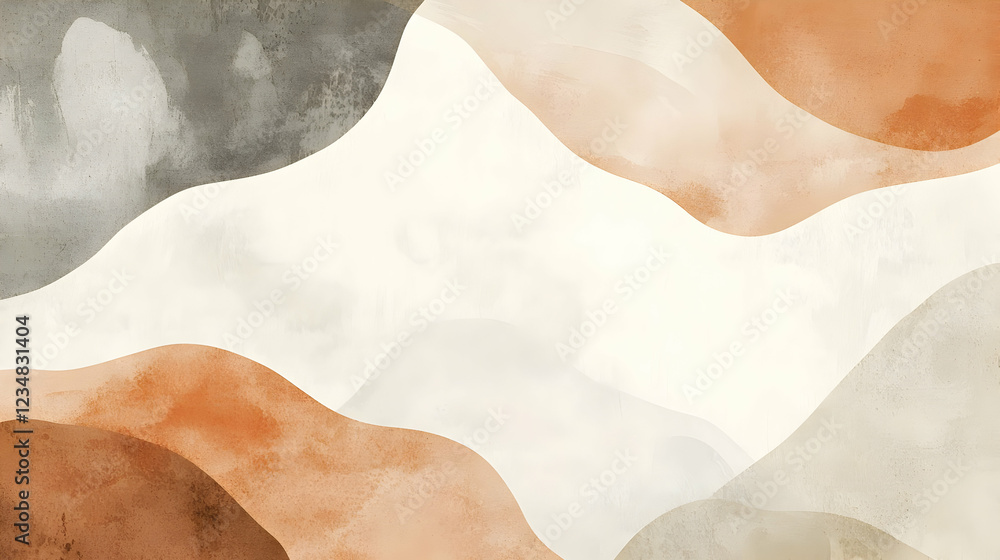 Poster abstract wavy patterns in earthy tones creating a serene background design