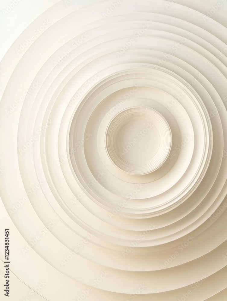 Poster circular patterns of layered paper showcasing a minimalist design in soft neutral tones. generative 