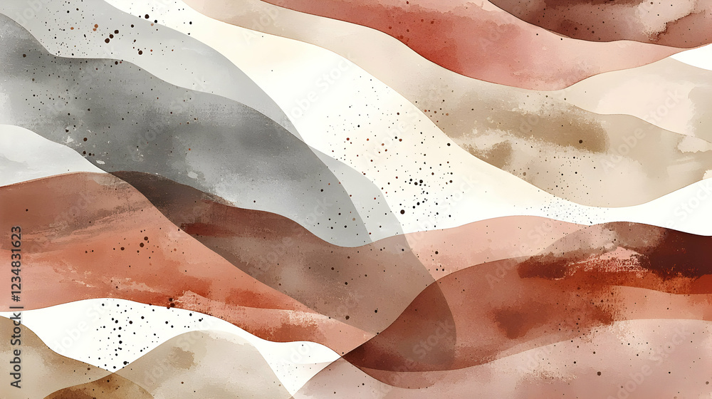 Aufkleber abstract watercolor waves in earthy tones creating a calming backdrop