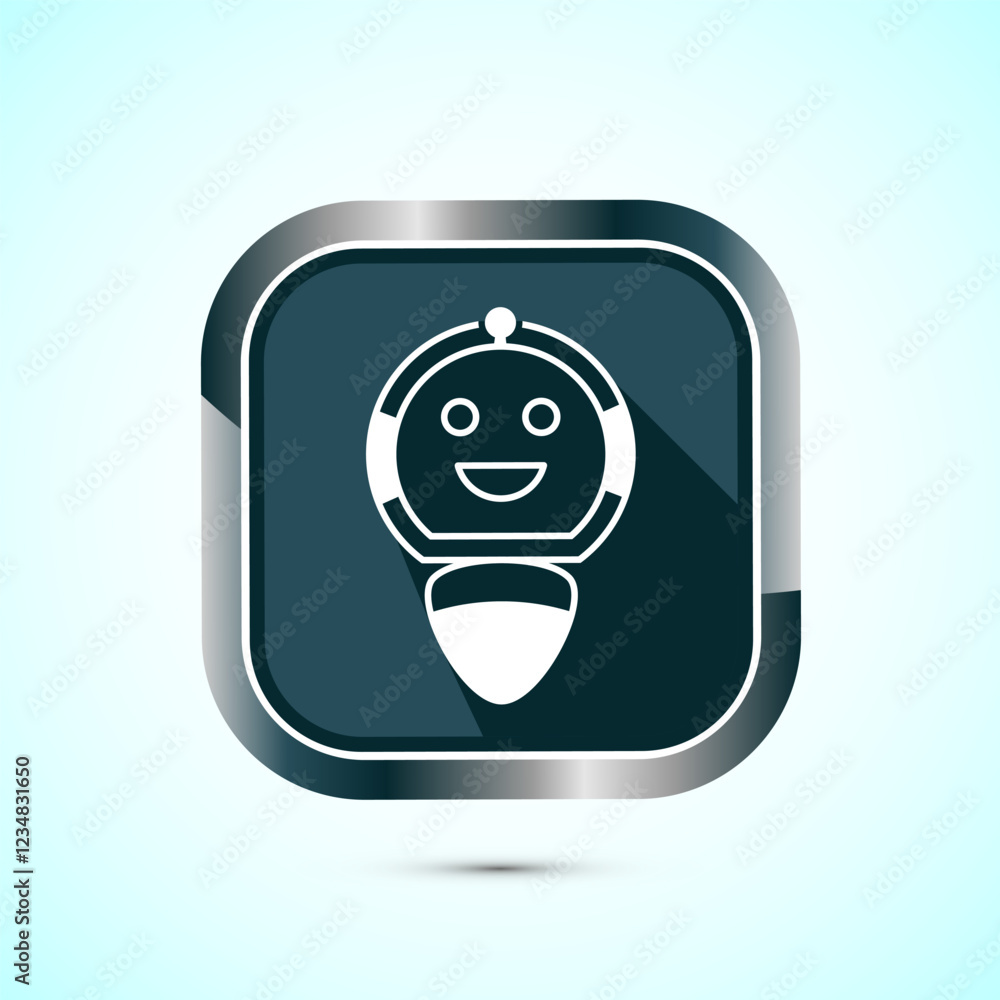 Poster ai assistant icon design illustration. digital or virtual assistant sign, robot icon, gray shadow bu