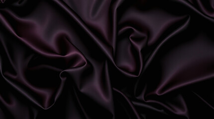 Fototapeta premium Luxurious Black Satin Fabric with Rich Ebony Color, Glossy Surface, and Dramatic Lighting, Showcasing Elegant Drapery and Sensual Material
