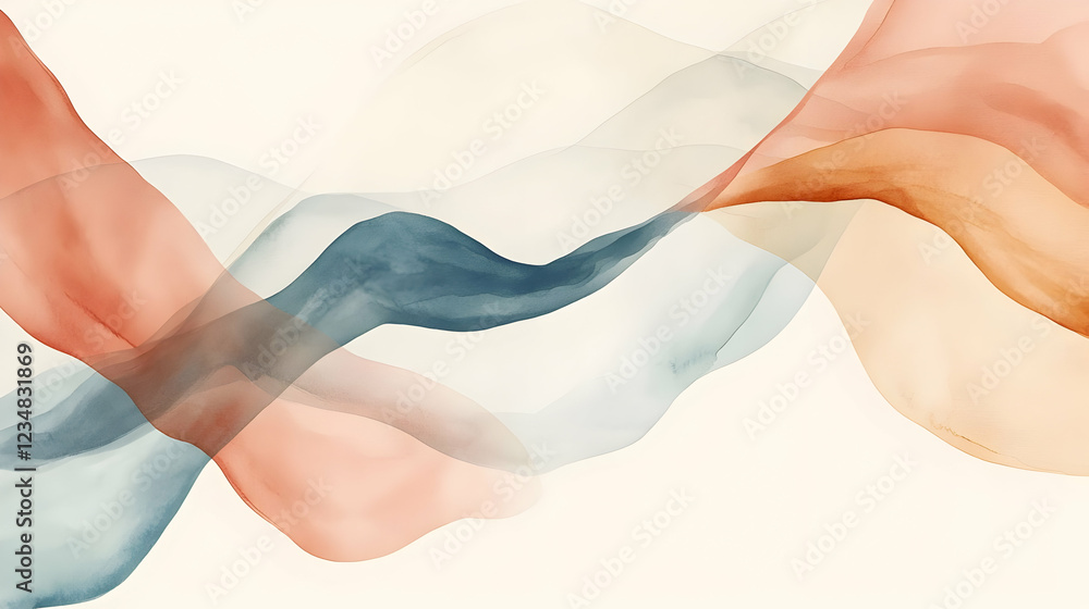 Poster soft flowing abstract waves in warm hues creating a serene background effect