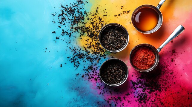 Steel made tea stainer oer colourful background