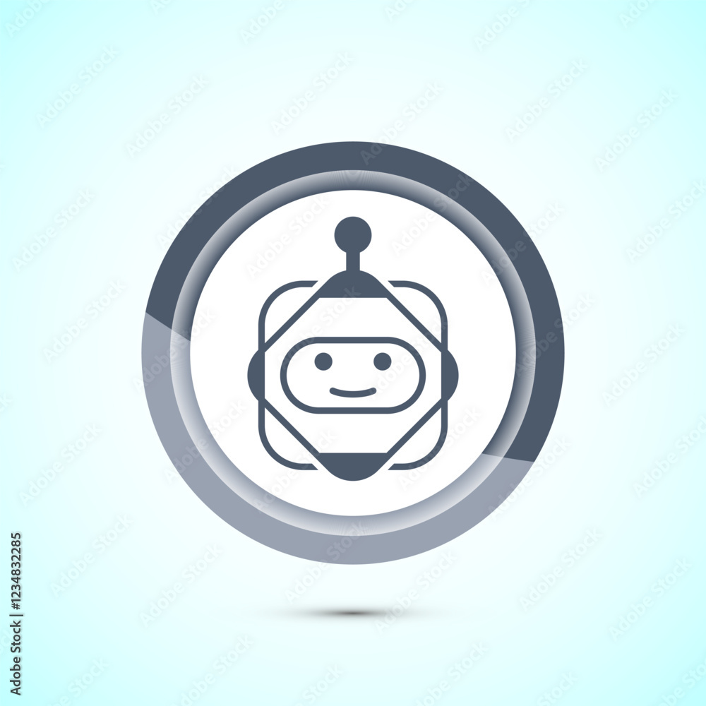 Poster ai assistant icon design illustration. digital or virtual assistant sign, robot icon, gray color but