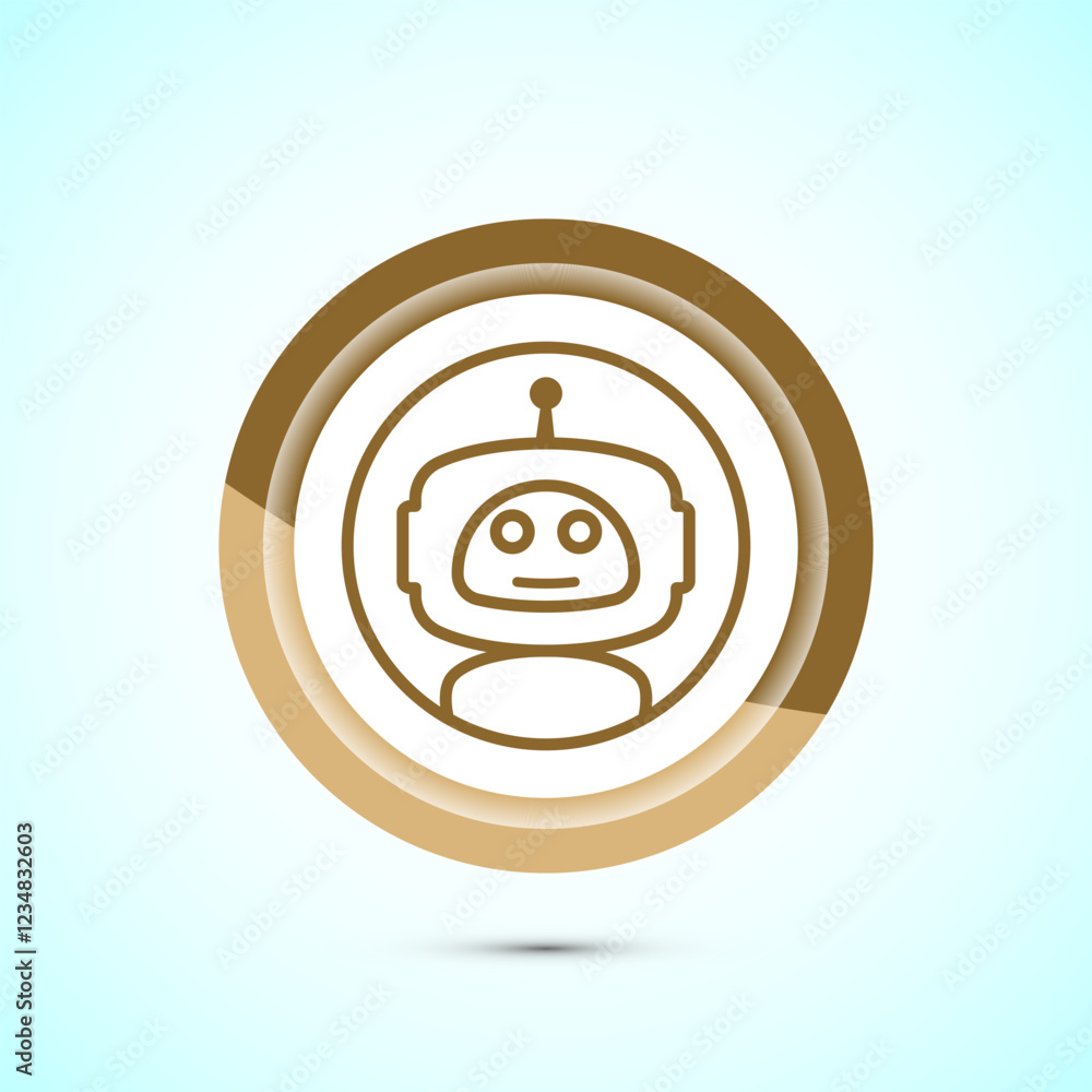 Poster ai assistant icon design illustration. digital or virtual assistant sign, robot icon, gold color but