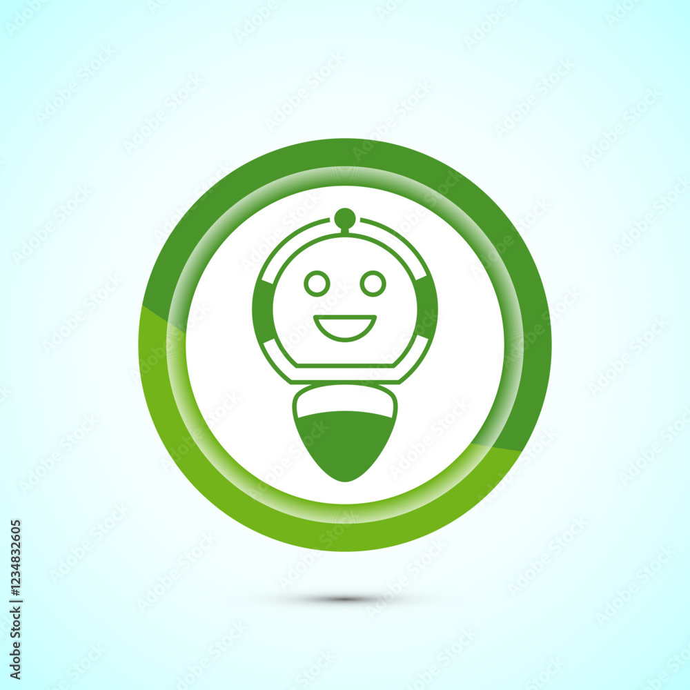 Poster ai assistant icon design illustration. digital or virtual assistant sign, robot icon, green color bu