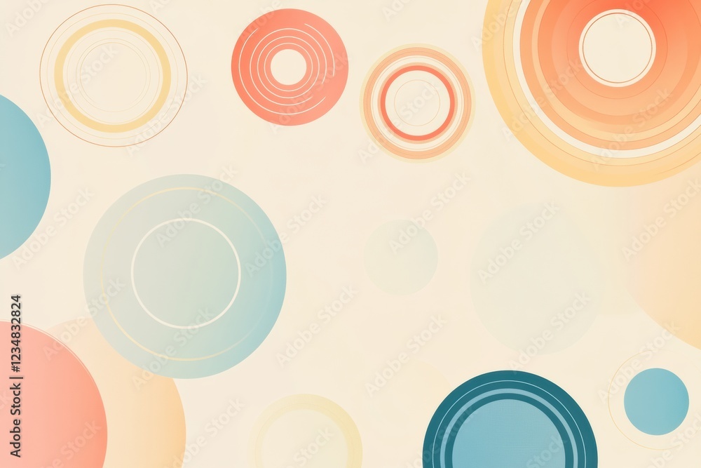 Poster Circles of varying colors create a dynamic and modern abstract pattern on a neutral background. Generative AI