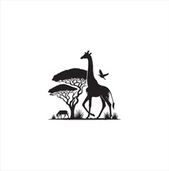 Black silhouette giraffe vector