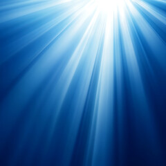 Obraz premium Blue Background with Rays of Sunlight Shining Down
