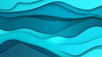 Abstract Blue Wave Papercut Layers Design