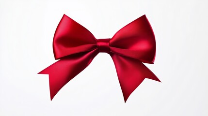 Elegant Red Ribbon Bow on Transparent Background 